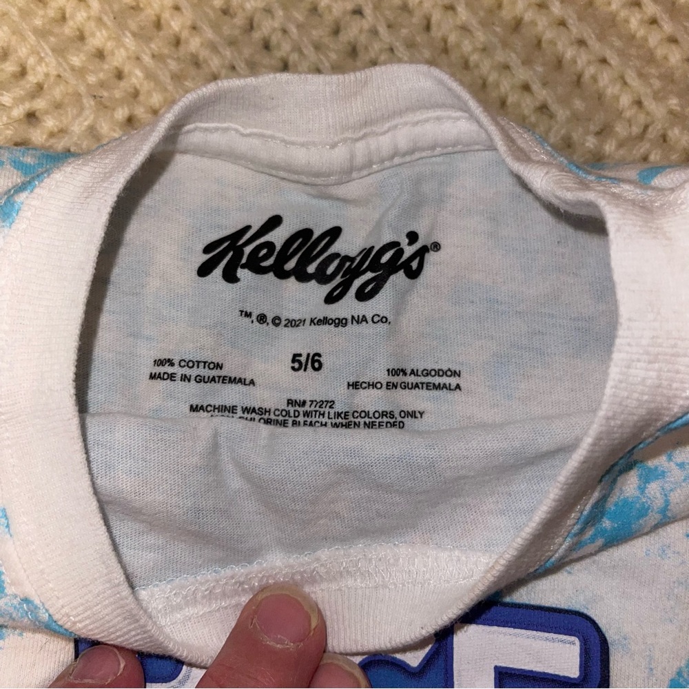 Kellogg’s Rice Crispy Snap Crackle Pop Short Sleeve T-Shirt Size 5/6 Blue White - Picture 4 of 4